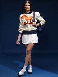 Tokyo Talkies Women Graphic Self Design Pullover
