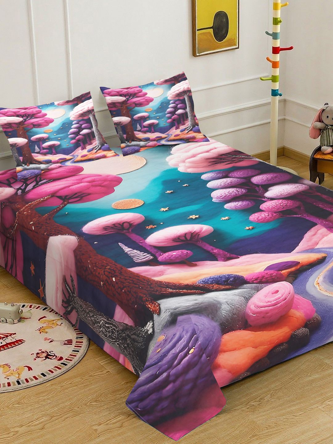 Kartun Klotthe Bercetak 400 TC Cadar Katil King 7D Double Dengan 2 Sarung Bantal-2.50m x 2.25m