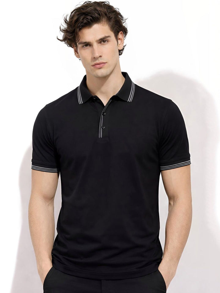 Baju-T Kolar Polo Berjalur ADRO Lelaki