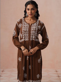 Rumah Chikankari Kurta Chikankari Biasa Wanita dengan Seluar