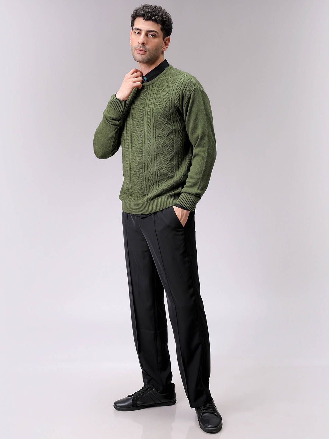 The Indian Garage Co Men Cable Knit Pullover