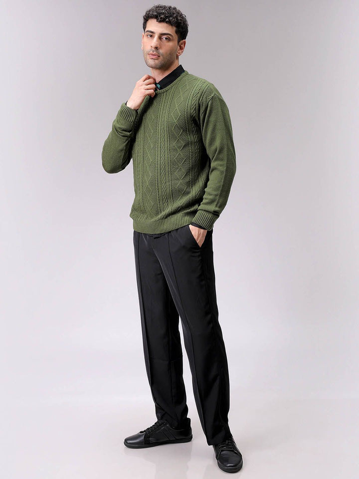 The Indian Garage Co Men Cable Knit Pullover
