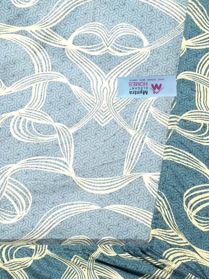 Myntra Elegant Homes Biru & Kuning 300 TC Cadar Tempat Tidur Single dengan 1 Sarung Bantal