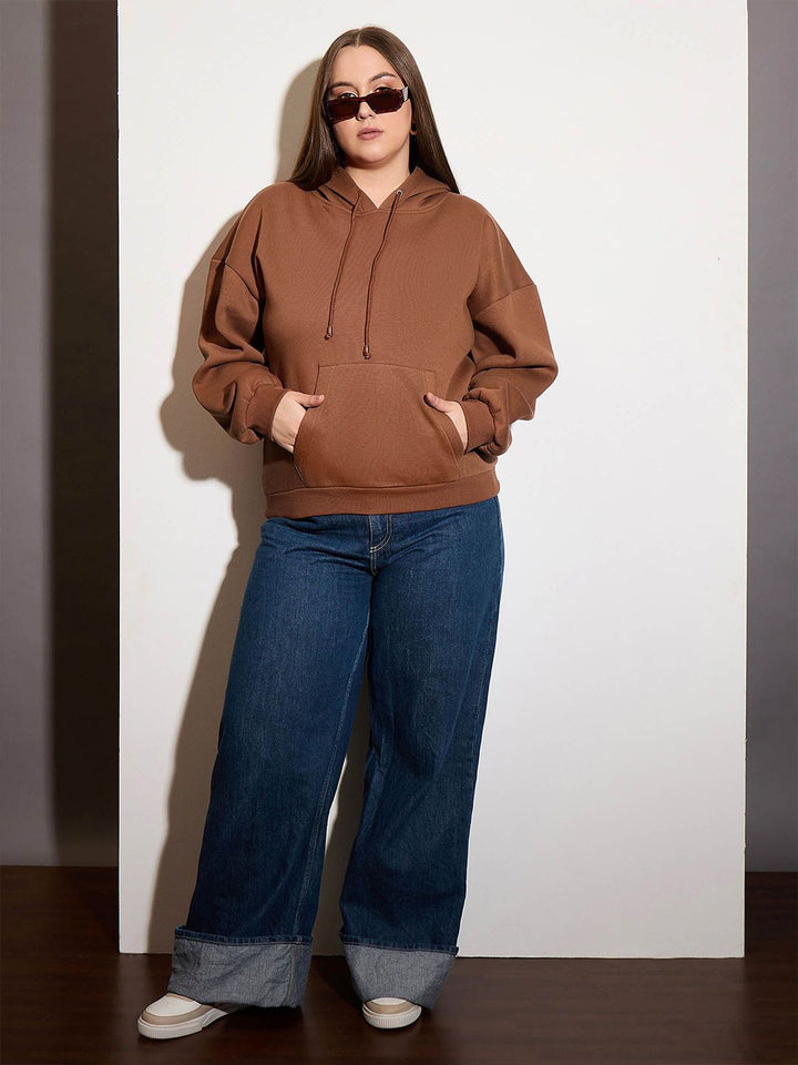 SASSAFRAS Curve Women Plus Size Hooded Pullover Sweatshirt