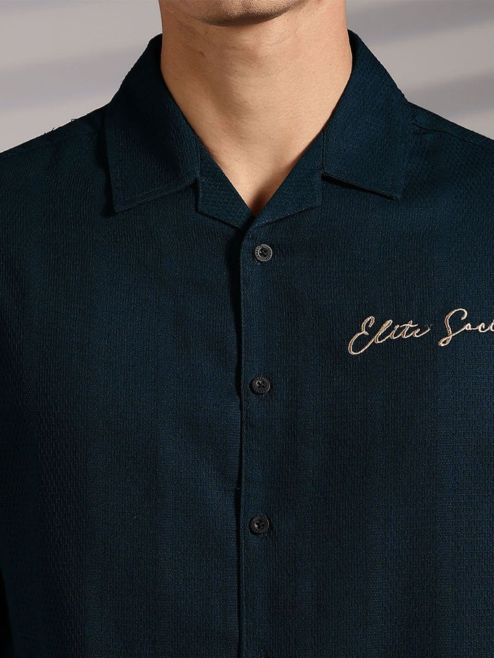 Eszett Elite Society Overized Boxy Fit Cuban Collar Cotton Shirt
