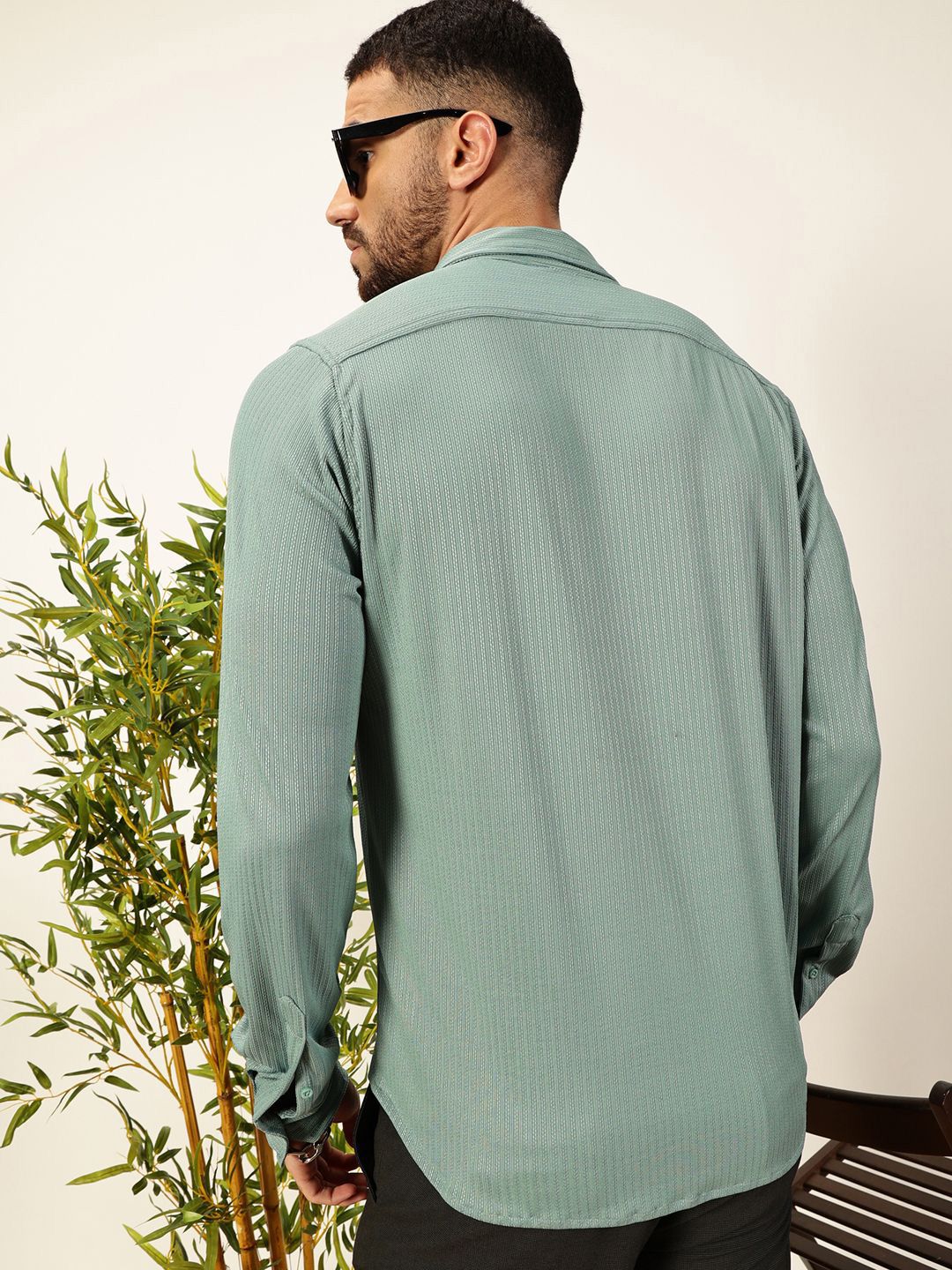 Thomas Scott 
Men Premium Slim Fit Vertical Stripes Textured Casual Shirt