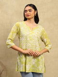 Rumah Chikankari Wanita Kapas Hijau Chikankari Sulam Kurti