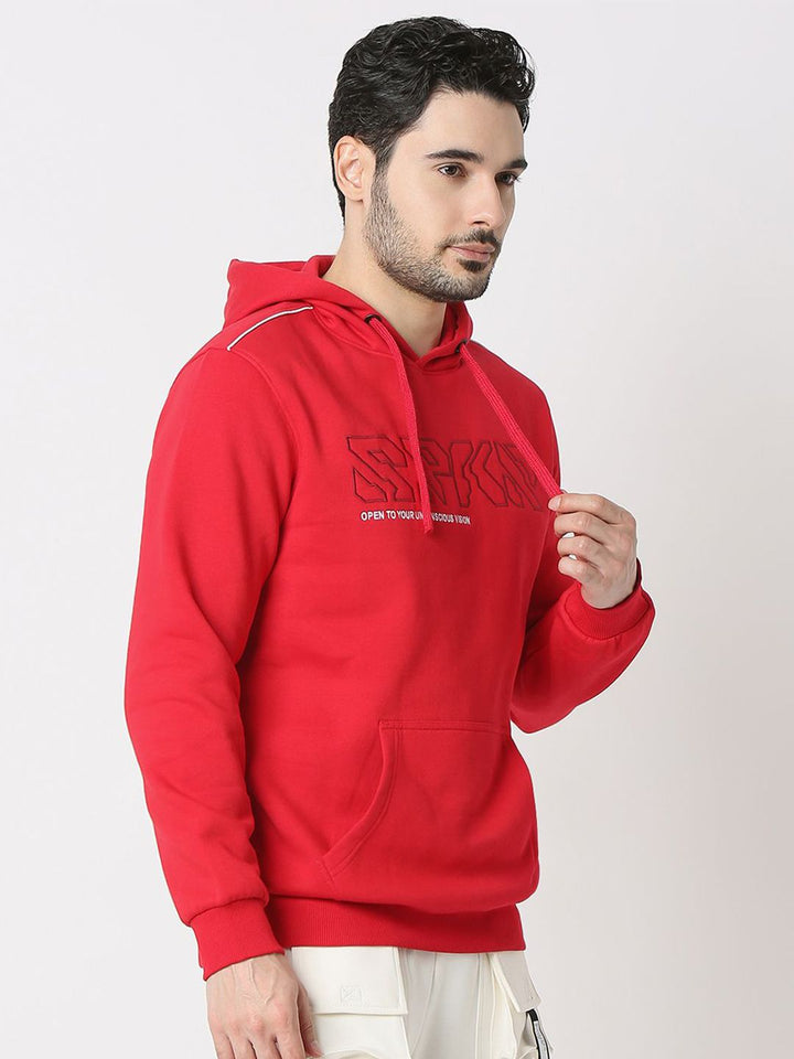 SPYKAR Men Alphanumeric Printed Hooded Sweatshirt