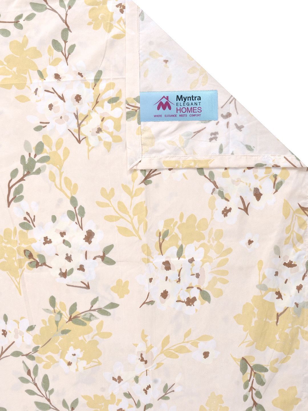 Myntra Elegant Homes Yellow Floral 300 TC King Cadar dengan 2 Sarung Bantal