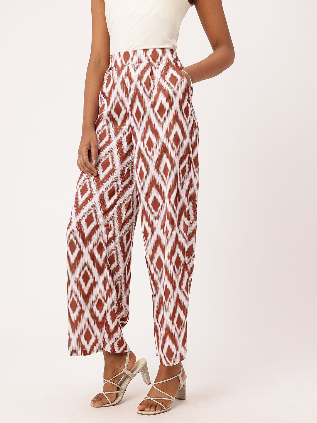 DressBerry Women Retro Staycation Ikatastic Wide Leg Flared Trousers