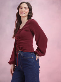 DressBerry Ruched Puff Sleeve Top