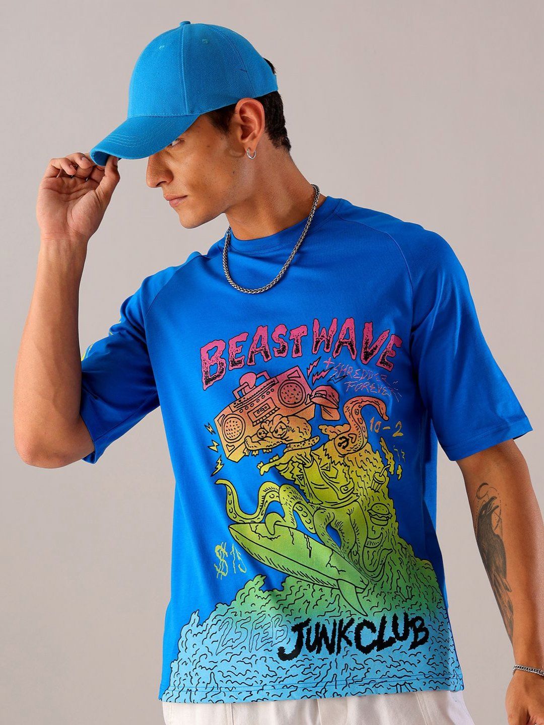 The Indian Garage Co Men Graphic Printed Round Neck Cotton Relaxed Fit T-shirt