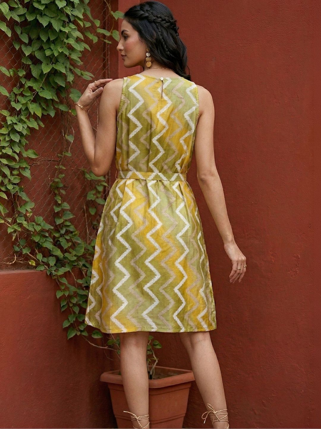 Mamicha Print Crepe A-Line Dress