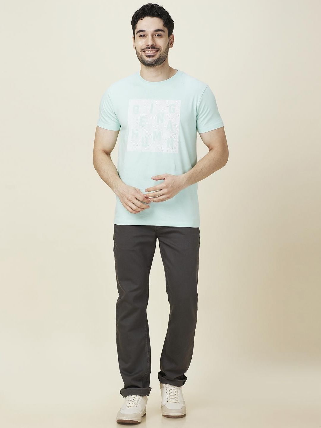 Being Human Men Typography Printed Round Neck Cotton Slim Fit T-shirt