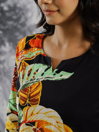 Mamicha Printed Pure Cotton V Neck Top With Trousers Co-Ords Set