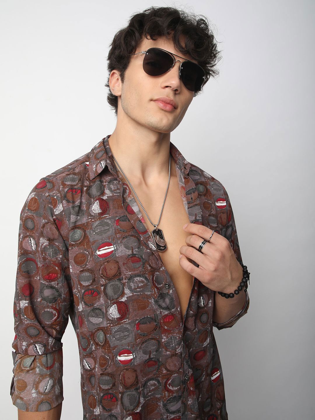 VASTRADO Men Classic Spread Collar Abstract Printed Slim Fit Casual Shirt