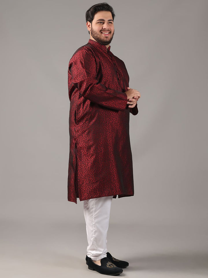 SOJANYA PLUS Plus Size Men Ethnic Motifs Woven Design Straight Kurta With Pyjamas