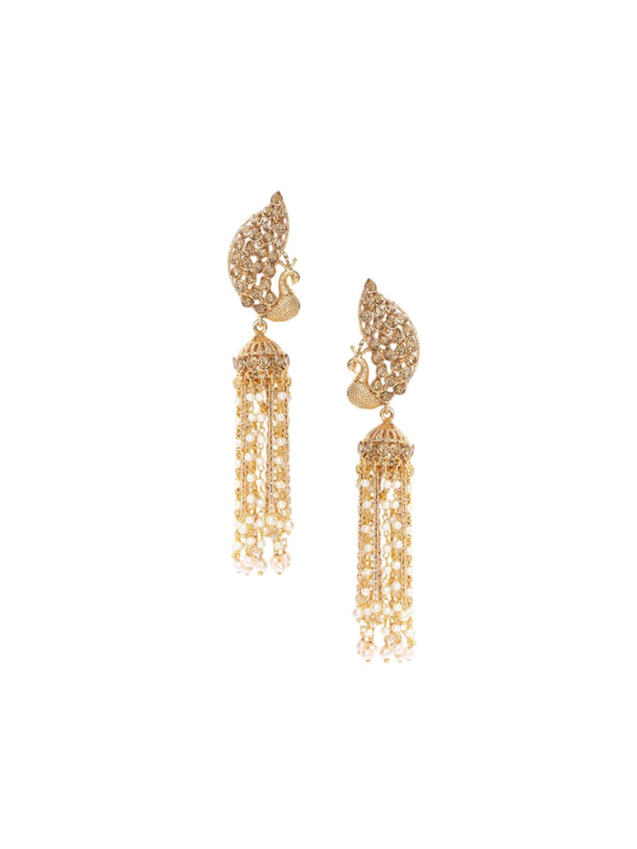 Anouk Gold Plated Cubic Zirconia Studded Dome Shaped Jhumkas