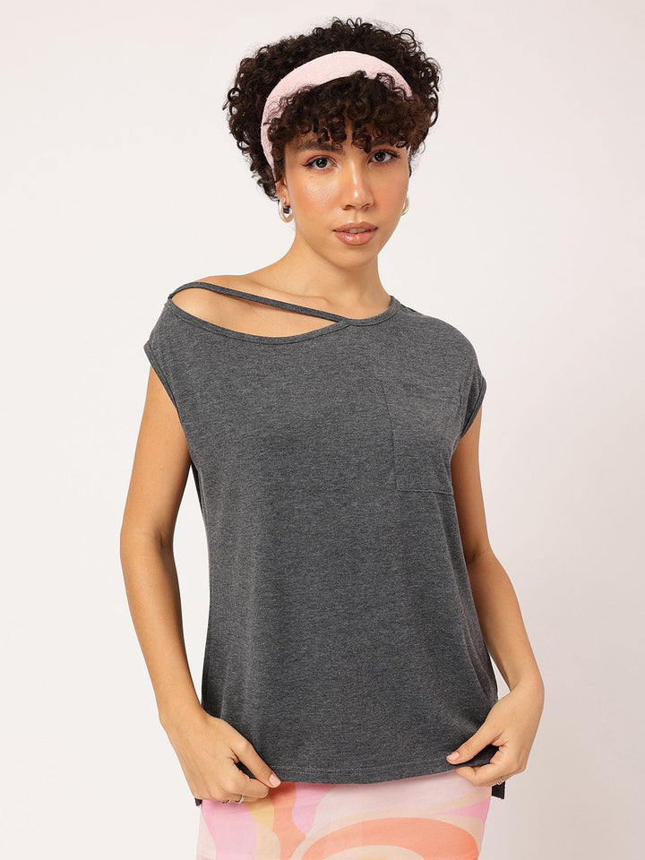 DressBerry Subdued Rock Cut-Out Detail T-shirt
