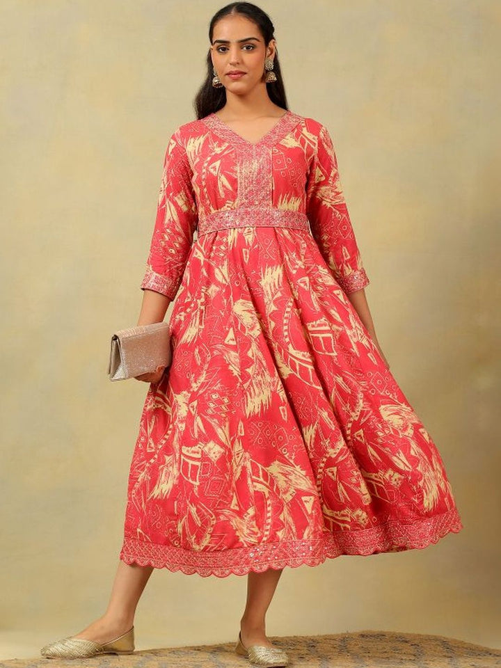 Mamicha Print A-Line Midi Dress