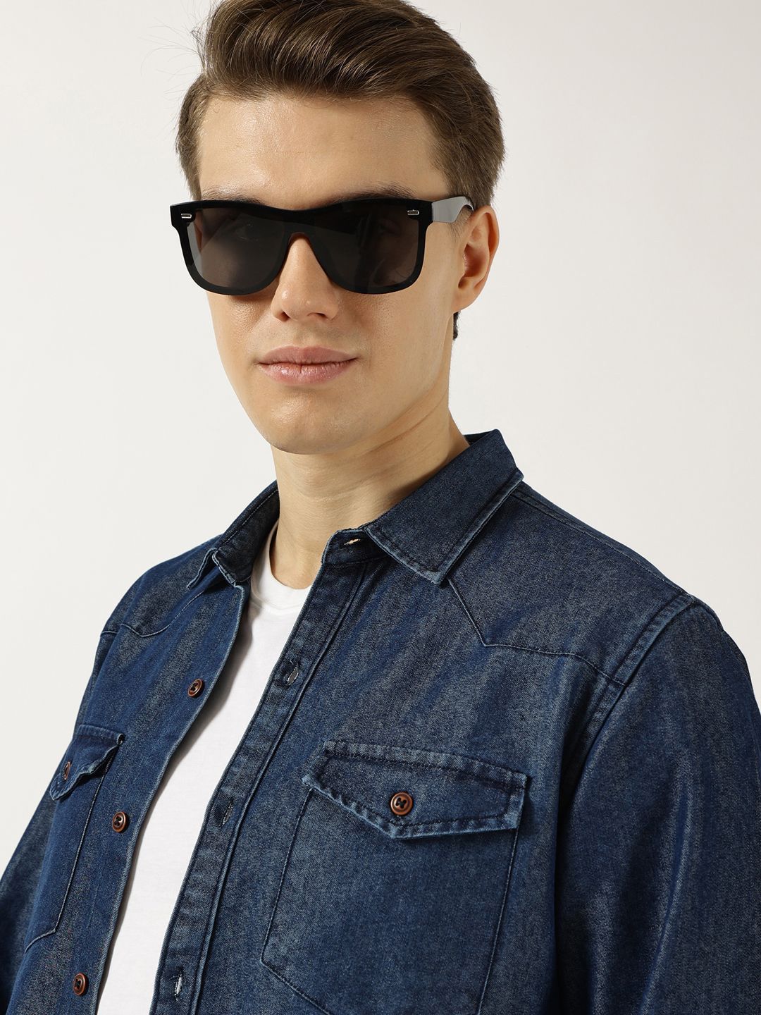 Thomas Scott Men Classic Spread Collar Faded Cotton Slim Fit Casual Shirt