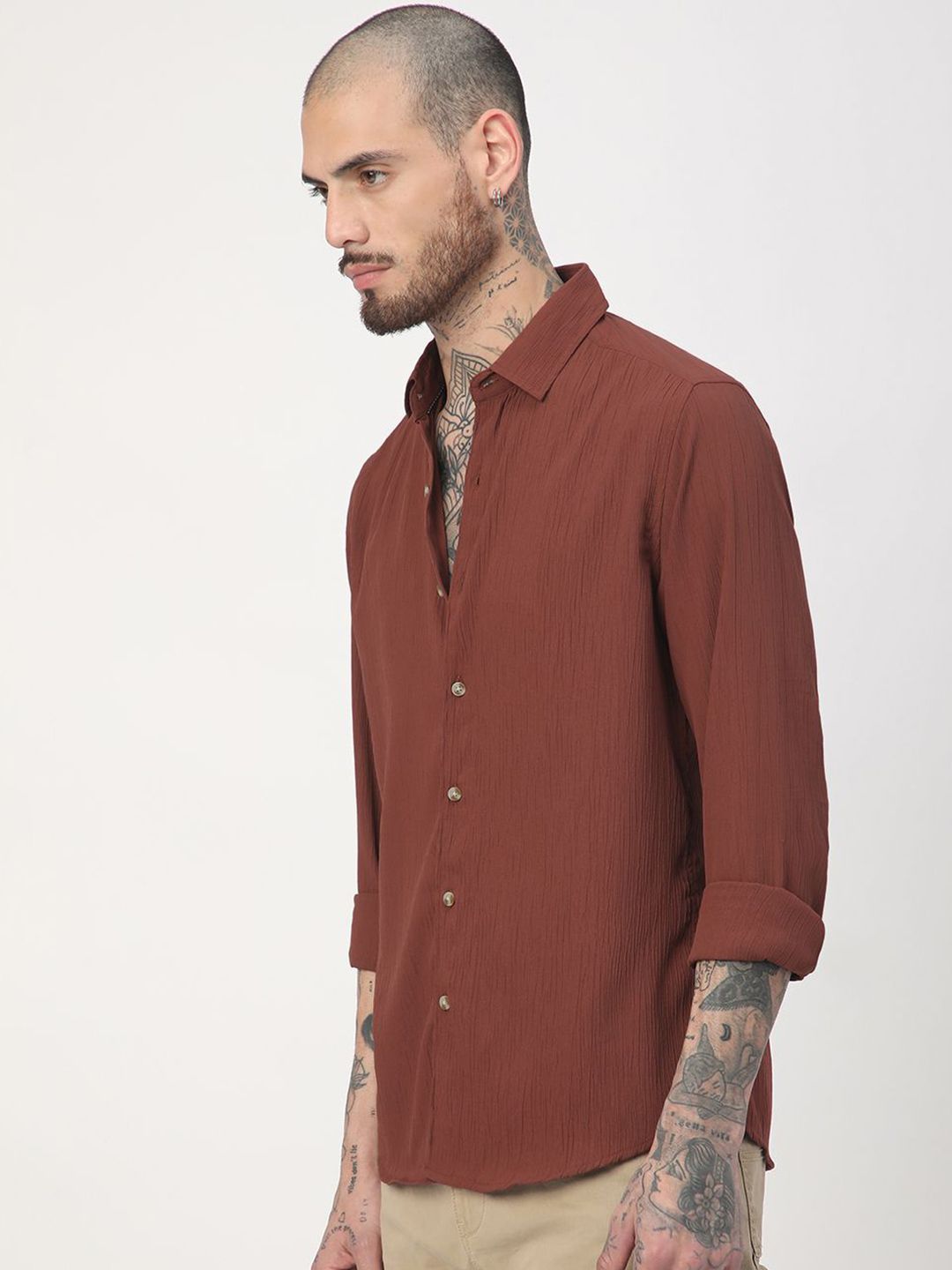 VASTRADO Men Classic Slim Fit Opaque Casual Shirt