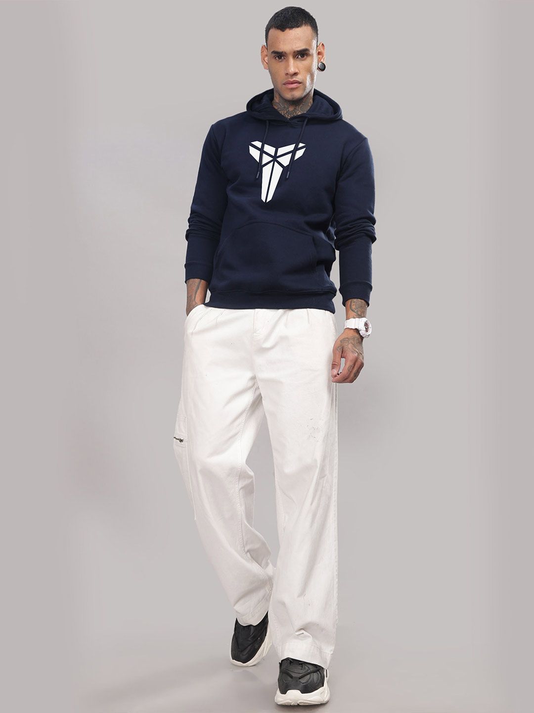 ADRO Men Printed Hooded Sweatshirt