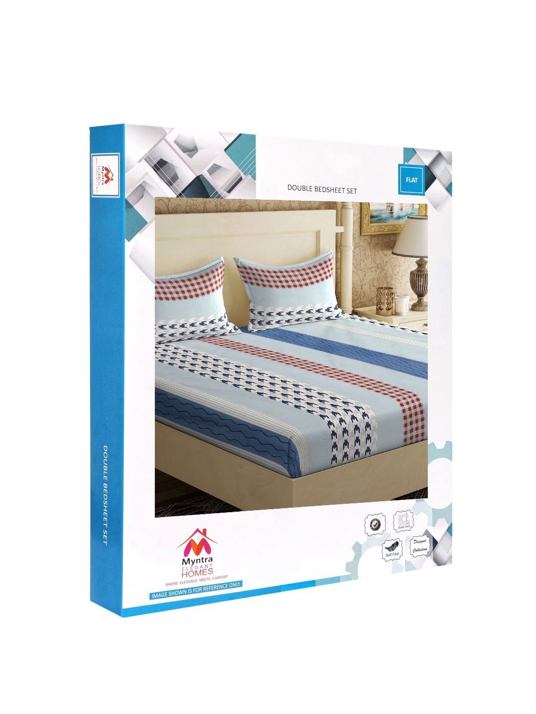 Myntra Elegant Homes Book Lipat Policotton Berjalur Kelabu 300 TC Cadar Tempat Tidur Halus King dengan 2 Sarung Bantal-98 x 89 inci