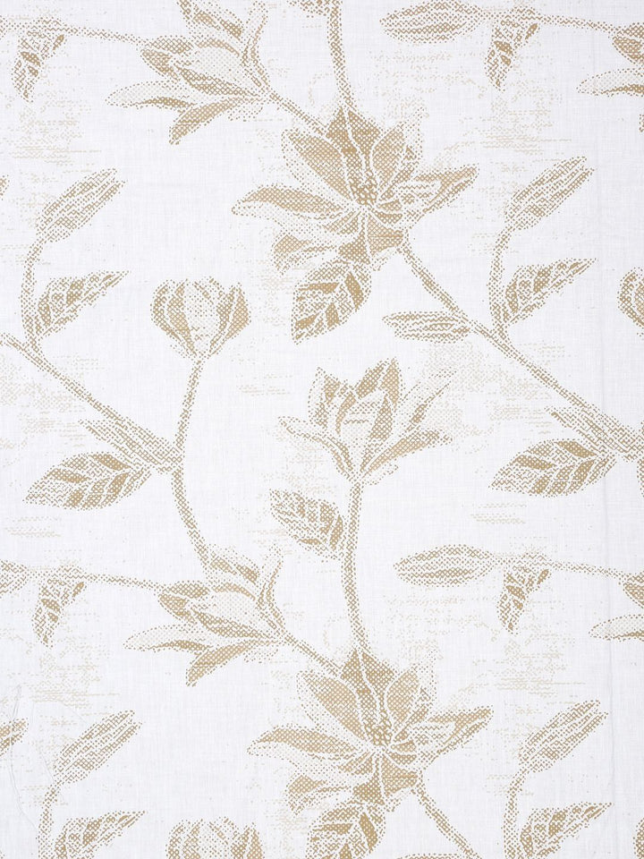 KLOTTHE White Floral Printed Fitted 400 TC Cotton Super King Bedsheet With 2 Pillow Covers