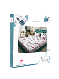 Buku Myntra Elegant Homes Lipat Putih Bercetak 300 TC Set Cadar King 2.5m x 2.25m