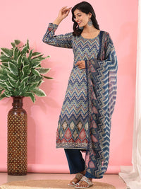 Mamicha Women Printed Regular Pure Cotton Kurta with Palazzos & With Dupatta