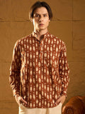 DENNISON Fish Block Printed Cotton Short Kurta