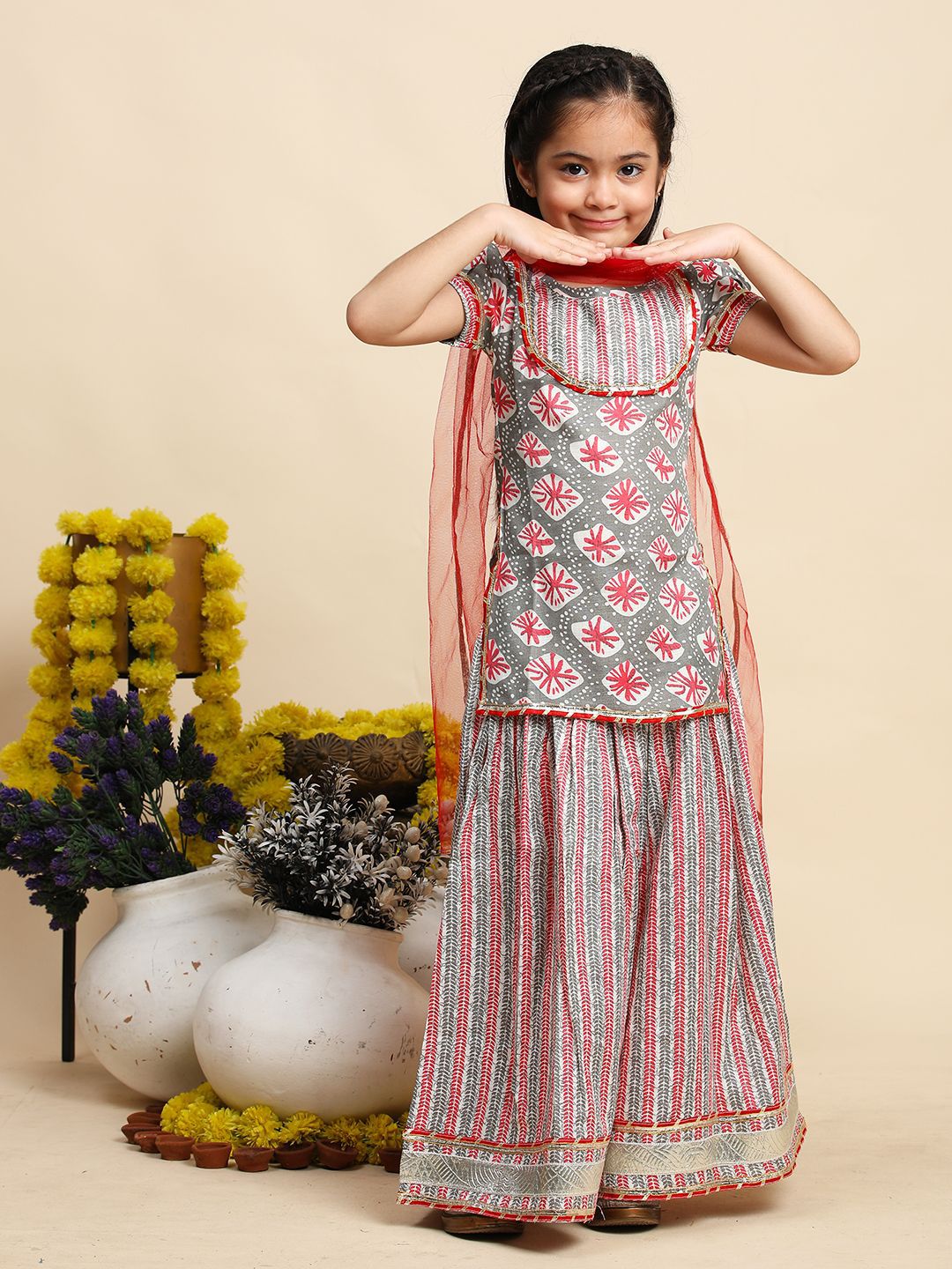 Cutiekins Girls Printed Ready to Wear Lehenga & Blouse With Dupatta
