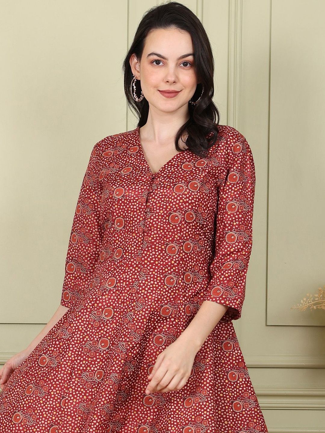 W Women Printed Flared Sleeves Sequinned Kurta