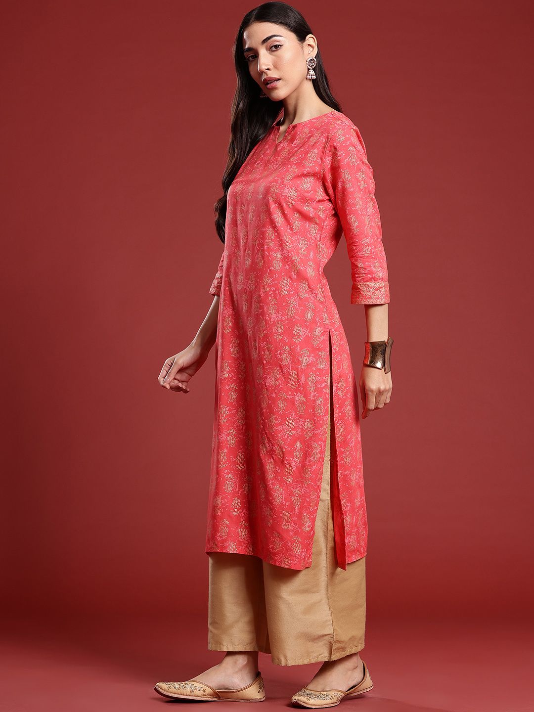 Anouk Ethnic Motifs Print Pure Cotton Straight Kurta