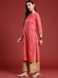 Anouk Ethnic Motifs Print Pure Cotton Straight Kurta