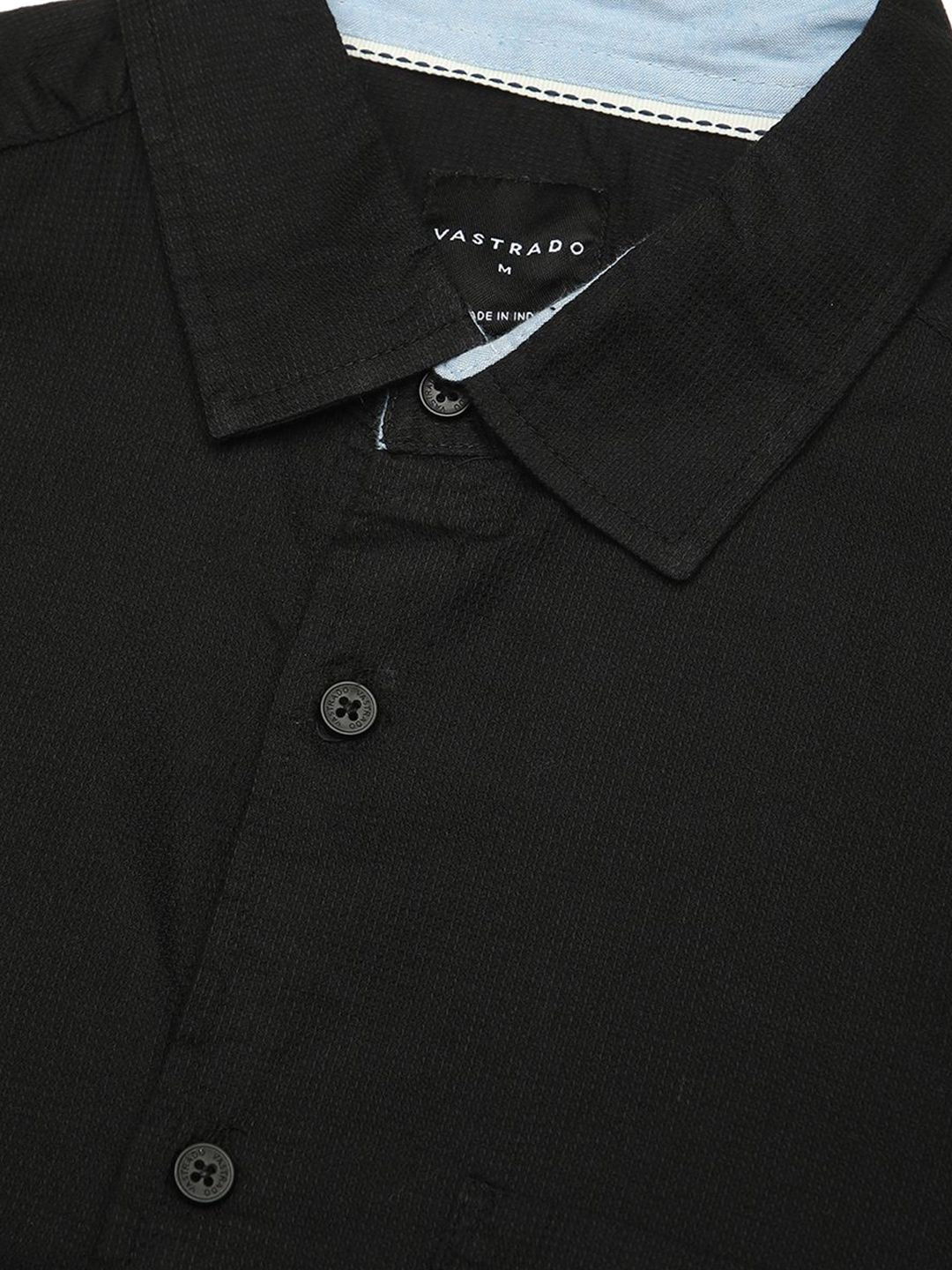 VASTRADO Men Classic Fit Spread Collar Solid Cotton Casual Shirt