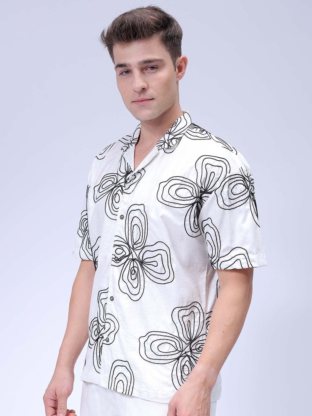 The Indian Garage Co Men Relaxed Fit Cuban Collar Floral Printed Casual Shirt
