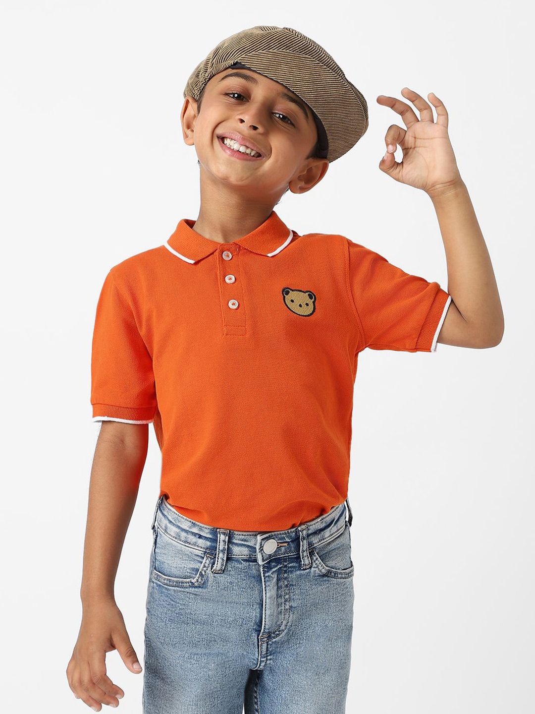 Nauti Nati Boys Bio Finish Graphic Printed Polo Collar Cotton T-shirt