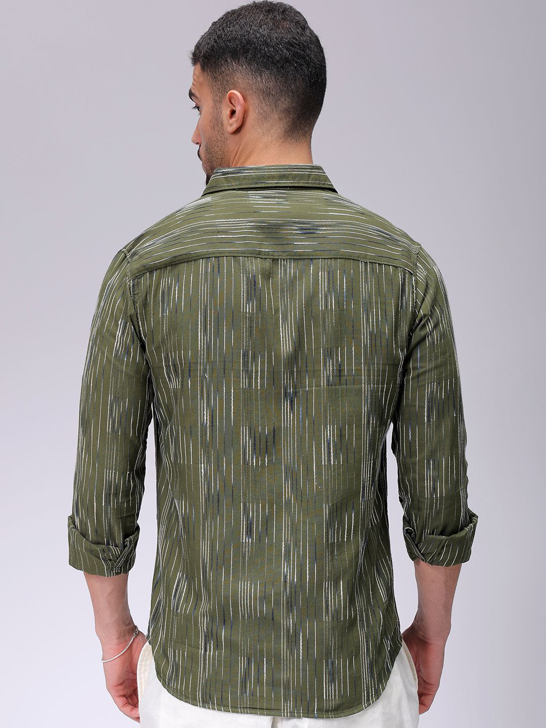 The Indian Garage Co Men Slim Fit Multi Stripes Opaque Striped Casual Shirt
