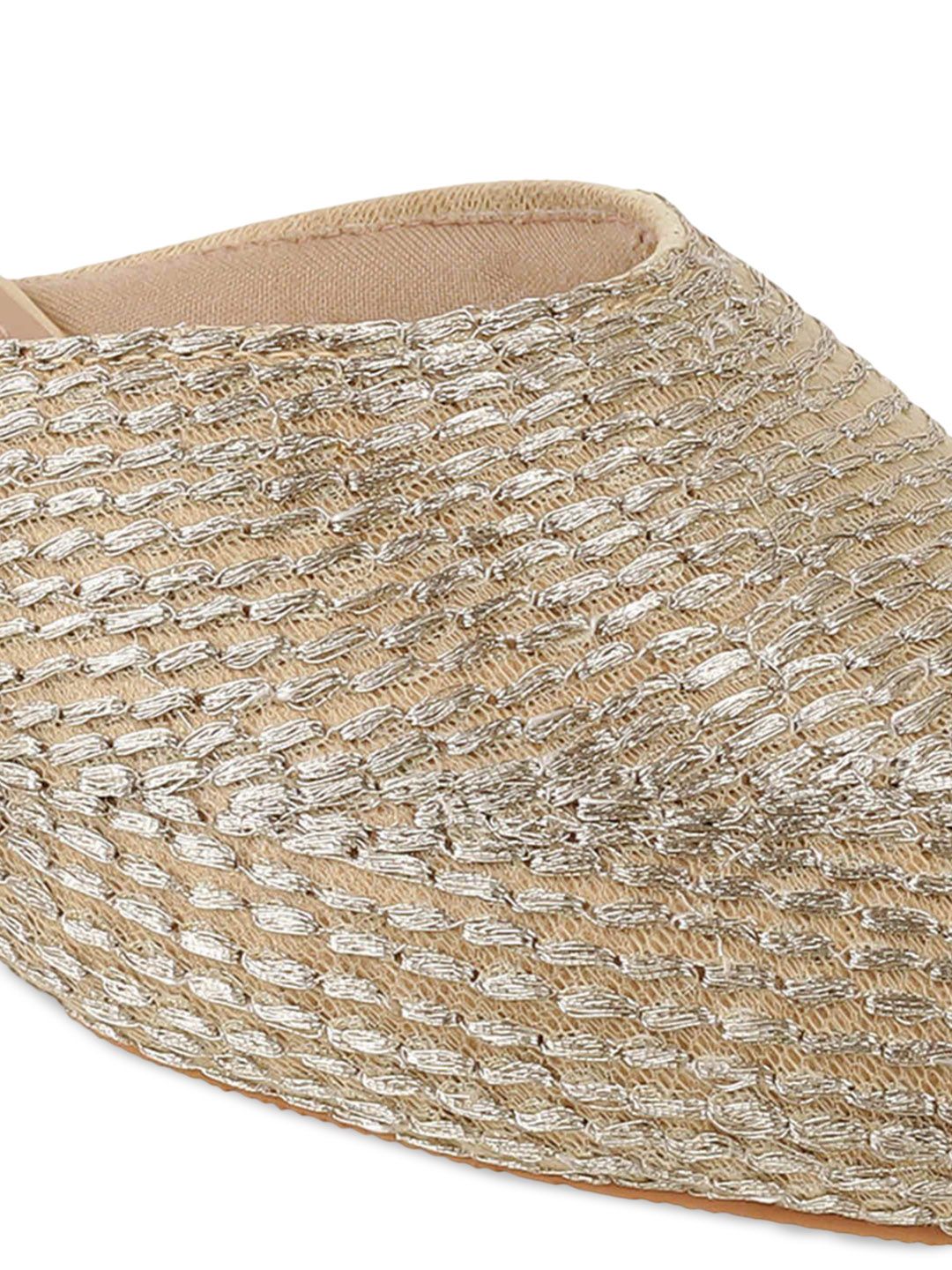 Mochi Women Woven Design Block Heel Mules
