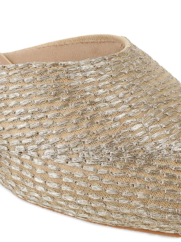 Mochi Women Woven Design Block Heel Mules