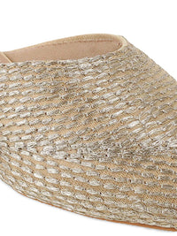 Mochi Women Woven Design Block Heel Mules