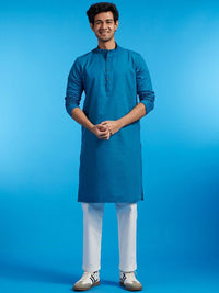 Diwas by Manyavar Striped Mandarin Collar Thread Work Straight Kurta
