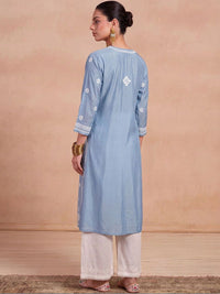 House of Chikankari Women Ethnic Motifs Embroidered Thread Work Chanderi Silk Kurta