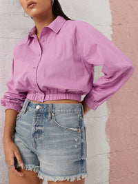 DressBerry Feminine Glam Raglan Sleeves Crop Shirt