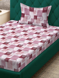 KLOTTHE Pink Geometric Cotton Single Bedsheets