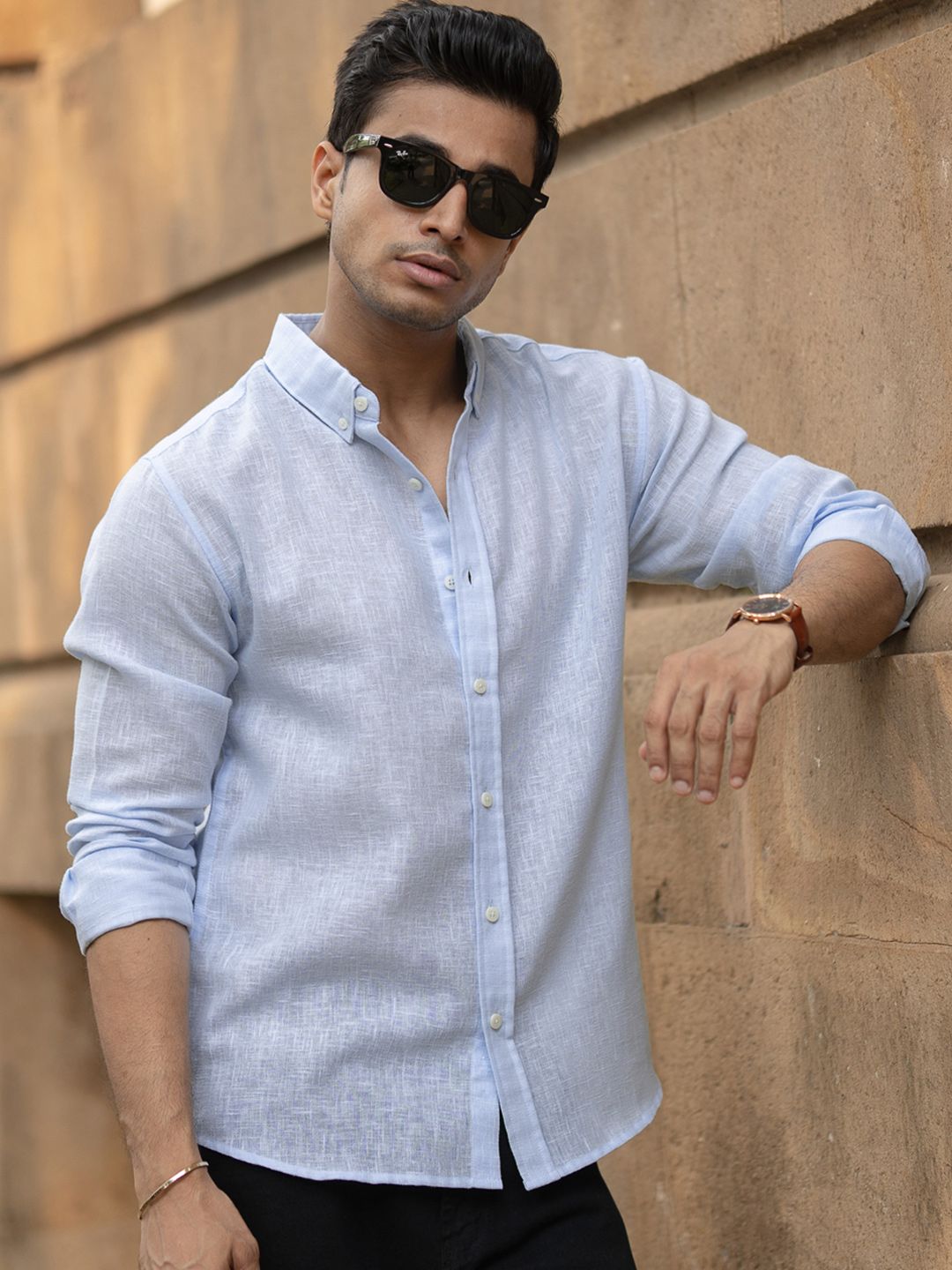 Powerlook Men Solid Button-Down Collar Casual Shirt