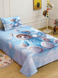 Myntra Elegant Homes Blue Graphic 300 TC Cadar Katil Bujang dengan 1 Sarung Bantal