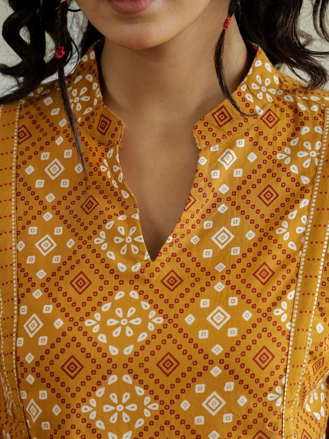 Sanskrutihomes wanita motif etnik dicetak kapas atas